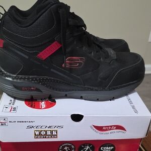 Skechers Men's Black and Red Athletic Shoes